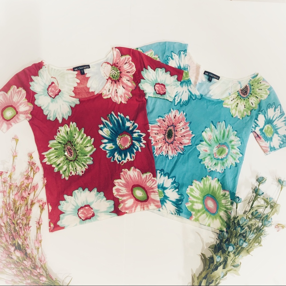 ❤️Two Floral shirts - Sa Denim size SP/PP